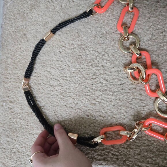 Vintage Chunky Chain Link Orange & Gold Statement Belt - Picture 4 of 9